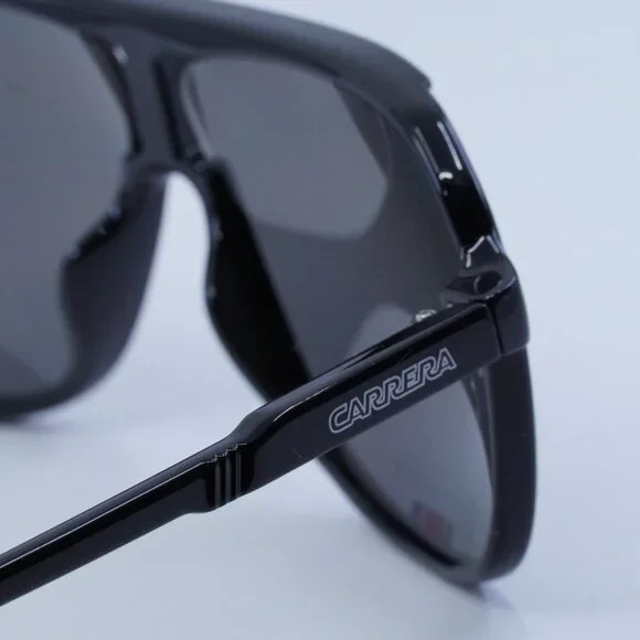 CARRERA 1047/S 0807 M9 Sunglasses Black Aviator Frame, Grey Polarized Lenses